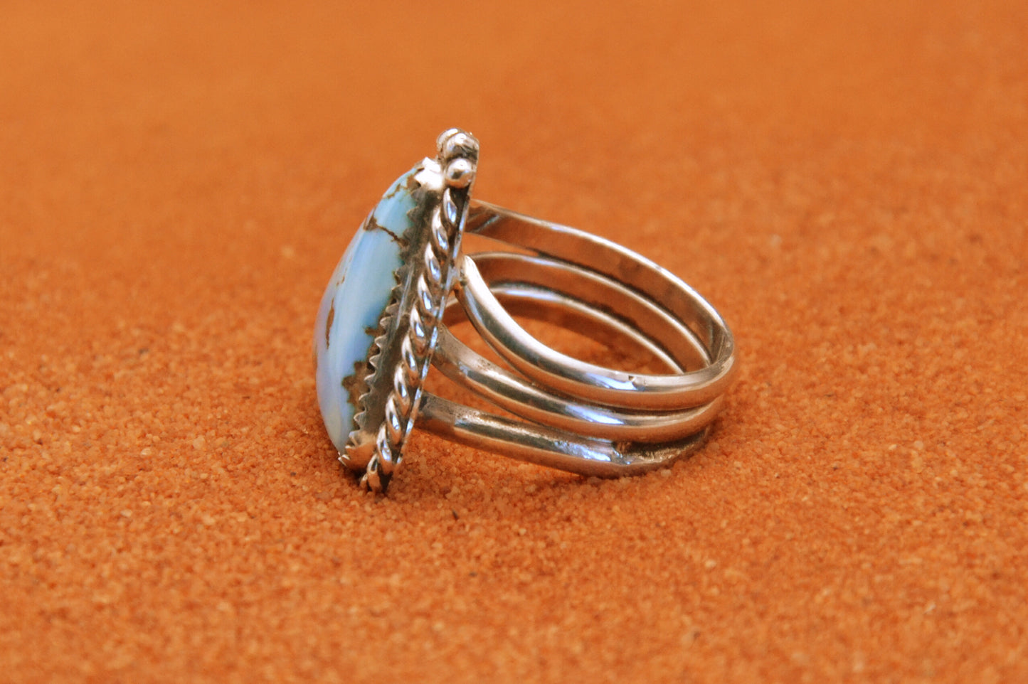 Bague femme amerindienne-turquoise golden hill-style navajo-argent sterling-idee cadeau-unique-artisanat