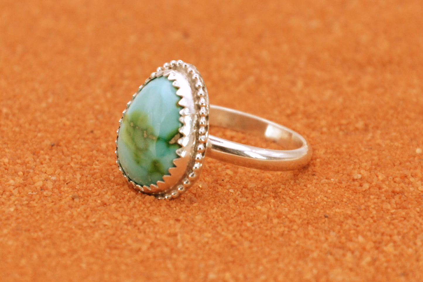 Bague turquoise sonora gold-pour femme-argent massif-bijoux amerindiens-style navajo-cadeau-unique