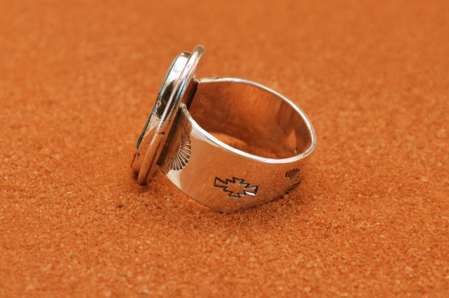 Men's Ring - Kingman Turquoise - Native American Jewelry - Navajo - Signet Ring - Gift - Sterling Silver