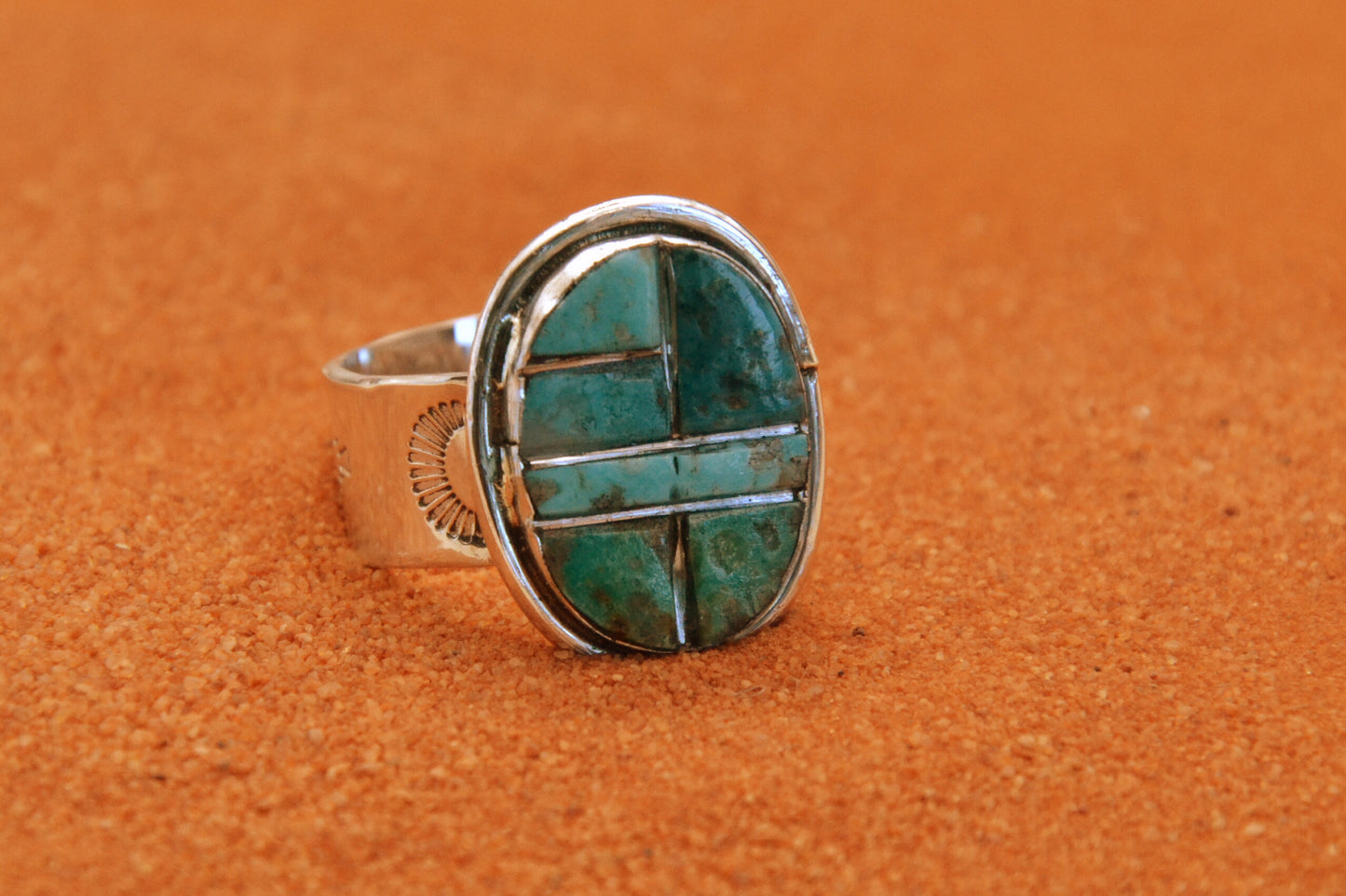Men's Ring - Kingman Turquoise - Native American Jewelry - Navajo - Signet Ring - Gift - Sterling Silver