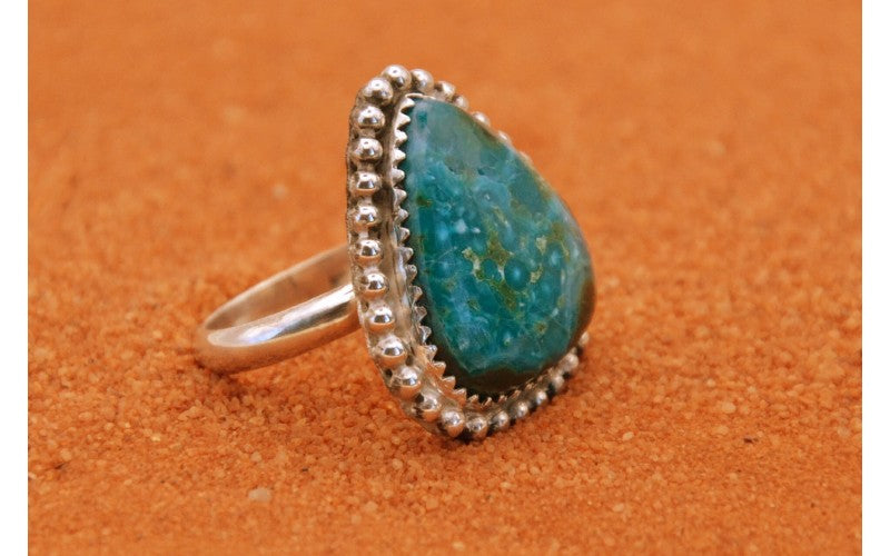 bague malachite chrysocolle-argent 925/1000-bijoux amerindiens-style navajo-boheme-idee cadeau-pièce unique