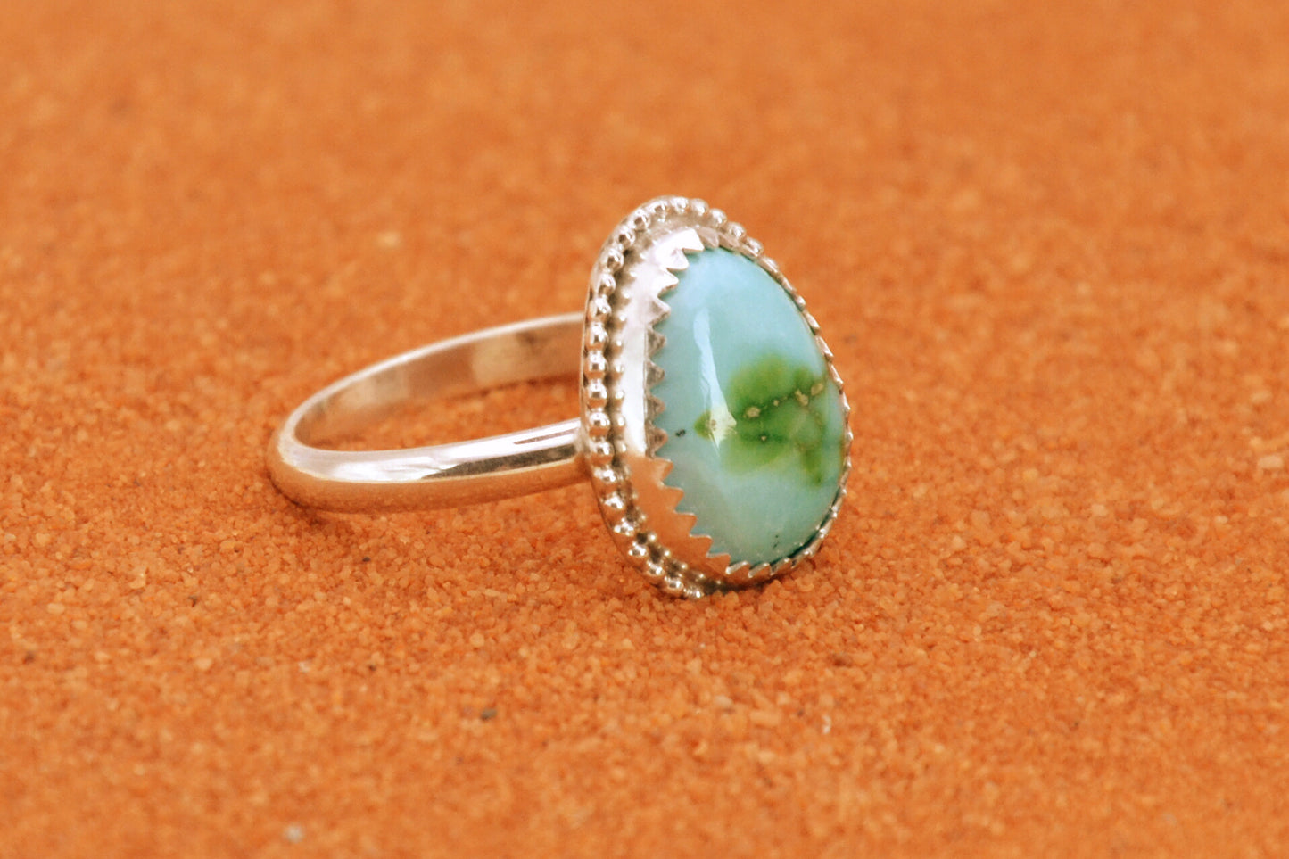Bague turquoise sonora gold-pour femme-argent massif-bijoux amerindiens-style navajo-cadeau-unique