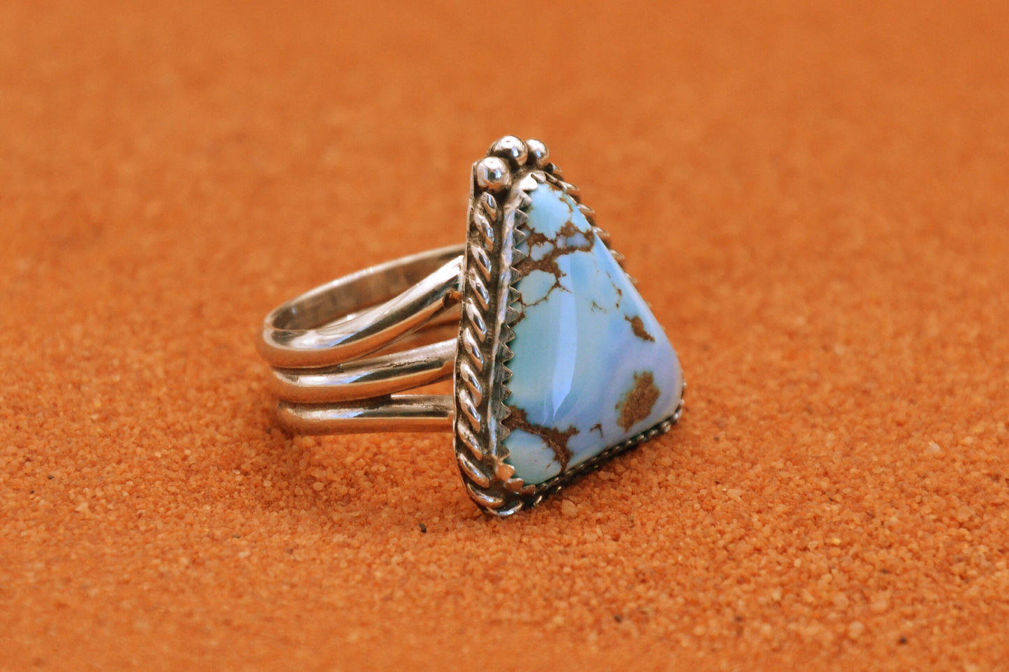 Bague femme amerindienne-turquoise golden hill-style navajo-argent sterling-idee cadeau-unique-artisanat