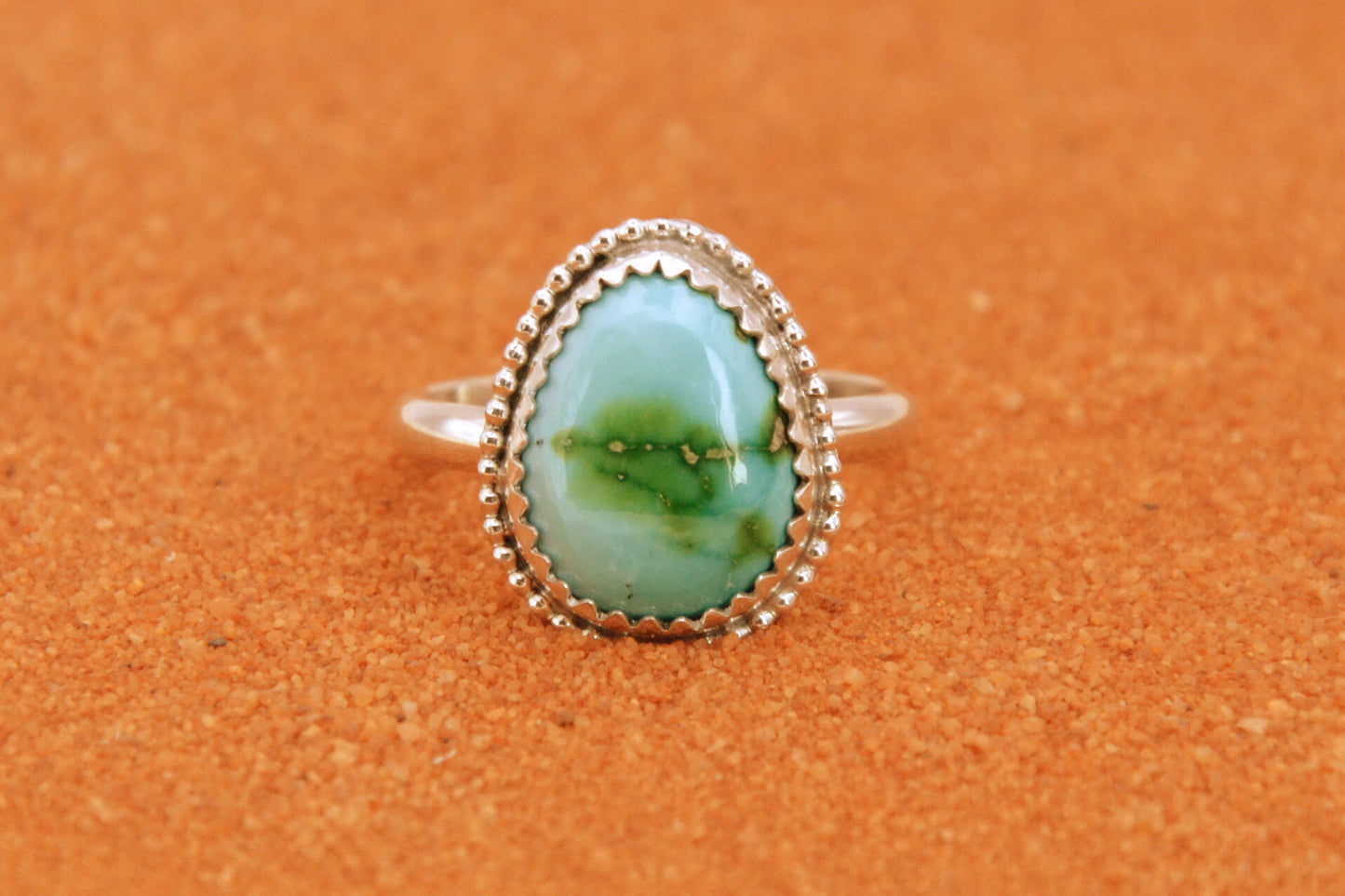 Bague turquoise sonora gold-pour femme-argent massif-bijoux amerindiens-style navajo-cadeau-unique