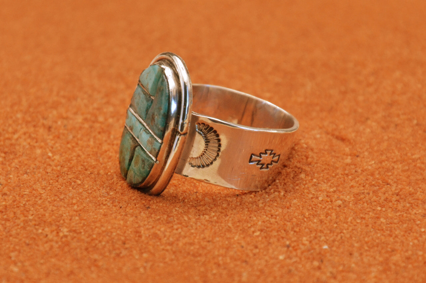 Men's Ring - Kingman Turquoise - Native American Jewelry - Navajo - Signet Ring - Gift - Sterling Silver
