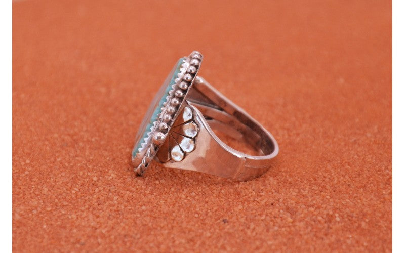 bague turquoise kingman-argent 925/1000-style navajo-cadeau-piece unique