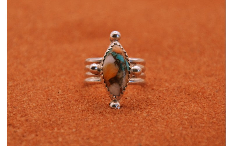 Bague femme-turquoise oyster copper-argent 925/1000-fait main-bijoux amérindien-idée cadeau-style navajo