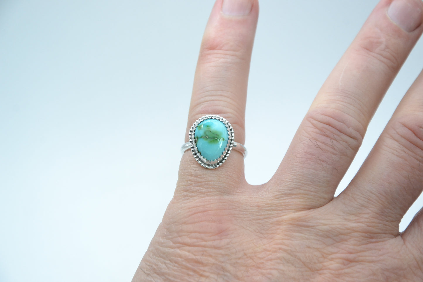 Bague turquoise sonora gold-pour femme-argent massif-bijoux amerindiens-style navajo-cadeau-unique
