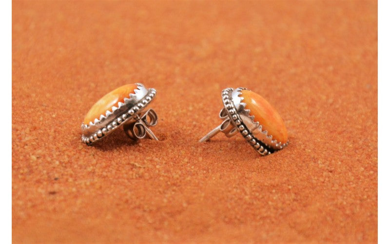 Spiny Oyster Earrings - Women - 925 Silver - Navajo Style - Native American Jewelry - Crafts - Gift