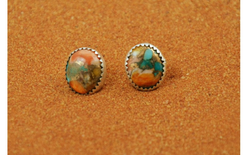 Boucles d'oreilles-turquoise oyster copper-argent 925/1000-style navajo-bijoux amerindiens-pour femme