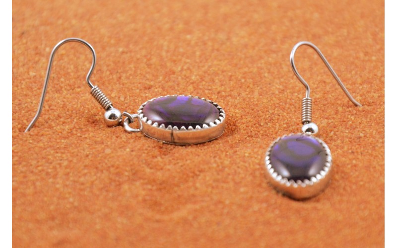 Boucles d'oreilles-abalone-paua shell-pourpre-argent 925/1000-style navajo-bijoux amerindiens-femme