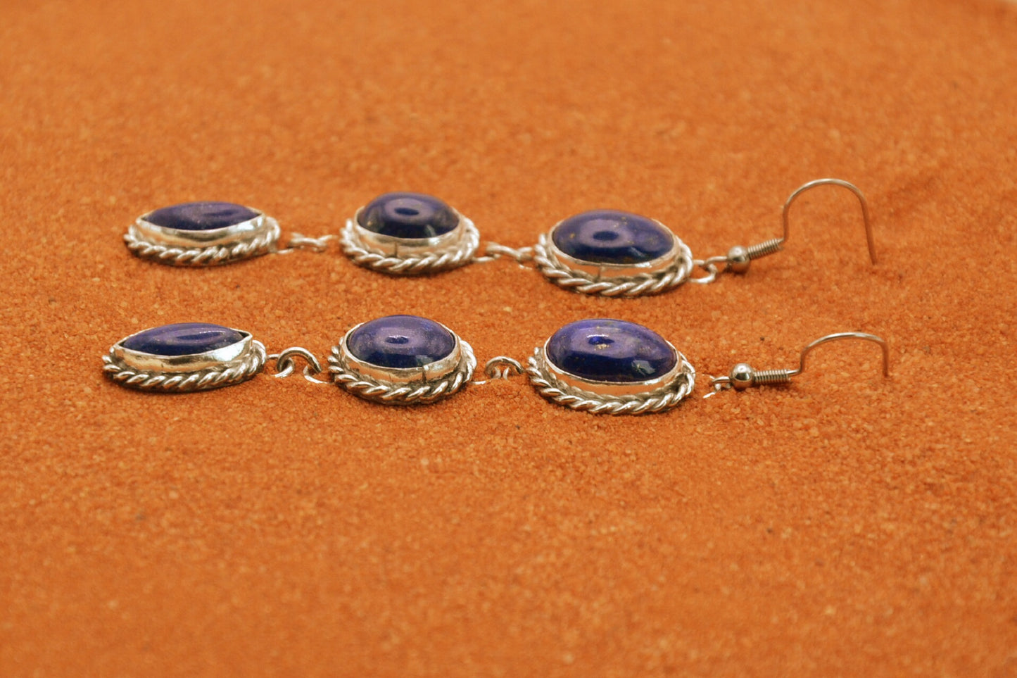 boucles d'oreilles-lapis lazuli-bijoux amerindiens-argent 925/1000-idée cadeau-pendantes-style navajo