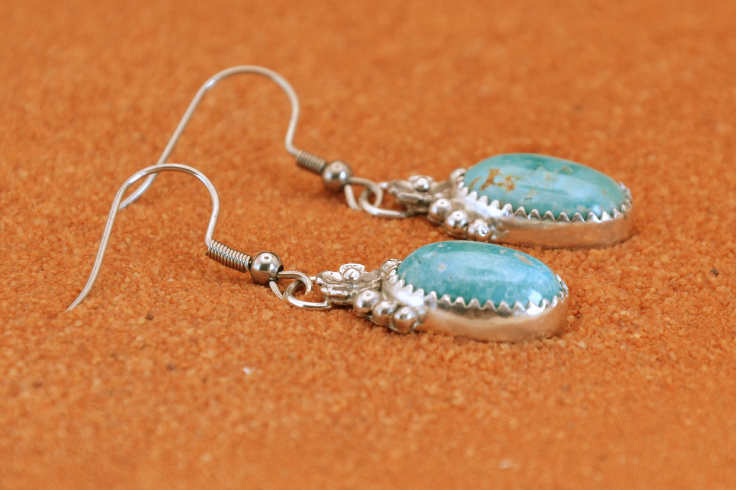 Boucles d'oreilles-turquoise sierra blue-navajo-bijoux amerindiens-argent sterling-cadeau-unique