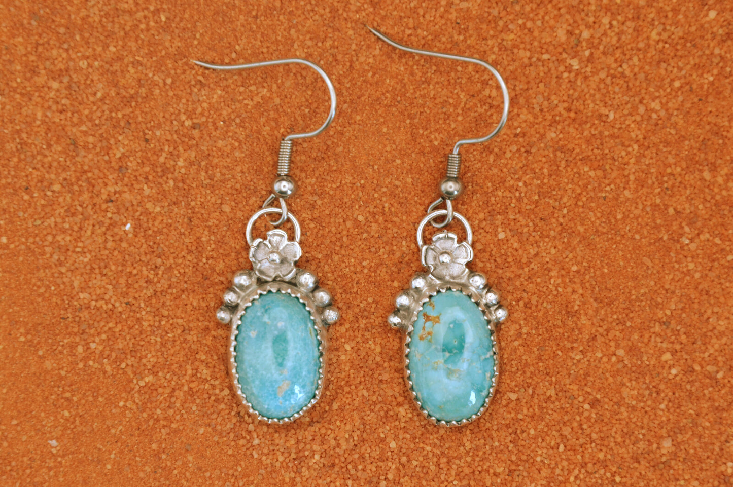 Boucles d'oreilles-turquoise sierra blue-navajo-bijoux amerindiens-argent sterling-cadeau-unique