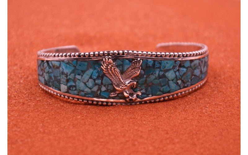 Turquoise eagle bracelet - 925/1000 silver - men and women - gift idea - Native American jewelry - bohemian - Navajo style