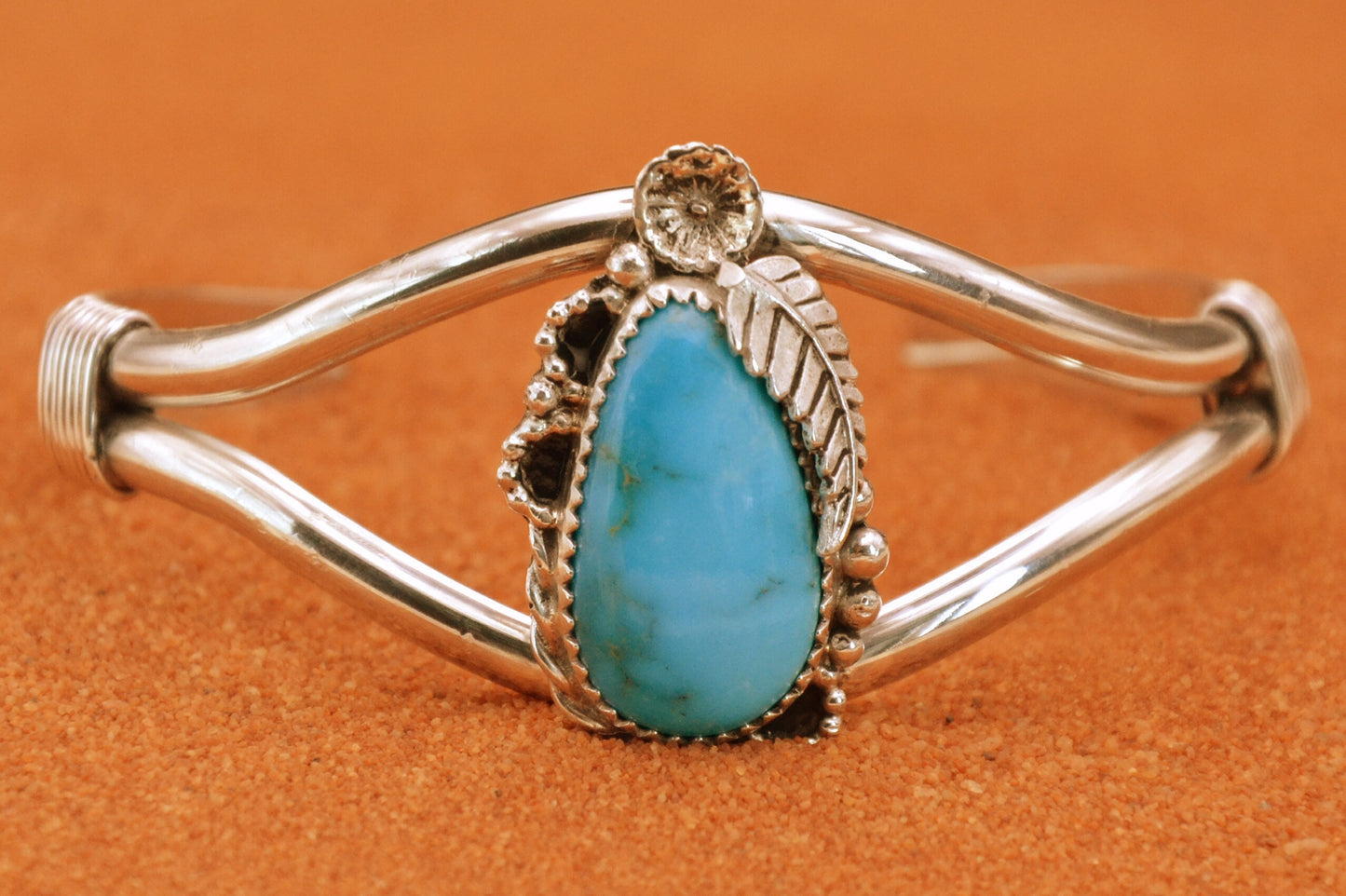Kingman Turquoise Bracelet - Native American Jewelry - Navajo Style - For Women - Unique Gift - Western - Sterling Silver