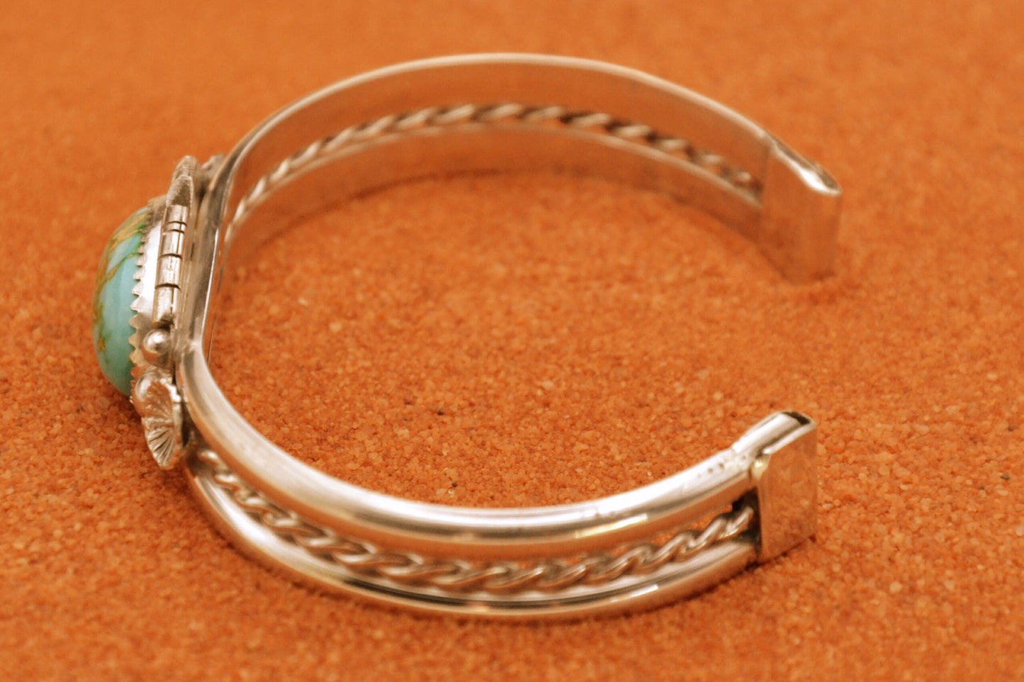 Bracelet manchette-turquoise-sonora gold-bijoux amerindiens-style navajo-argent sterling-cadeau