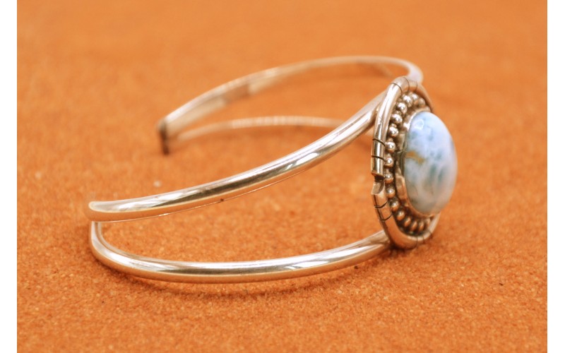Larimar bracelet - 925 silver - Native American jewelry - Gift idea - Men and women - Navajo - Adjustable