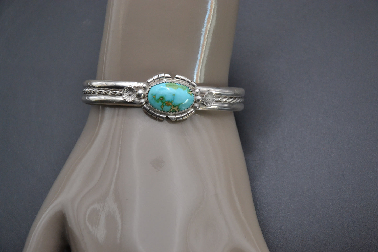 Bracelet manchette-turquoise-sonora gold-bijoux amerindiens-style navajo-argent sterling-cadeau