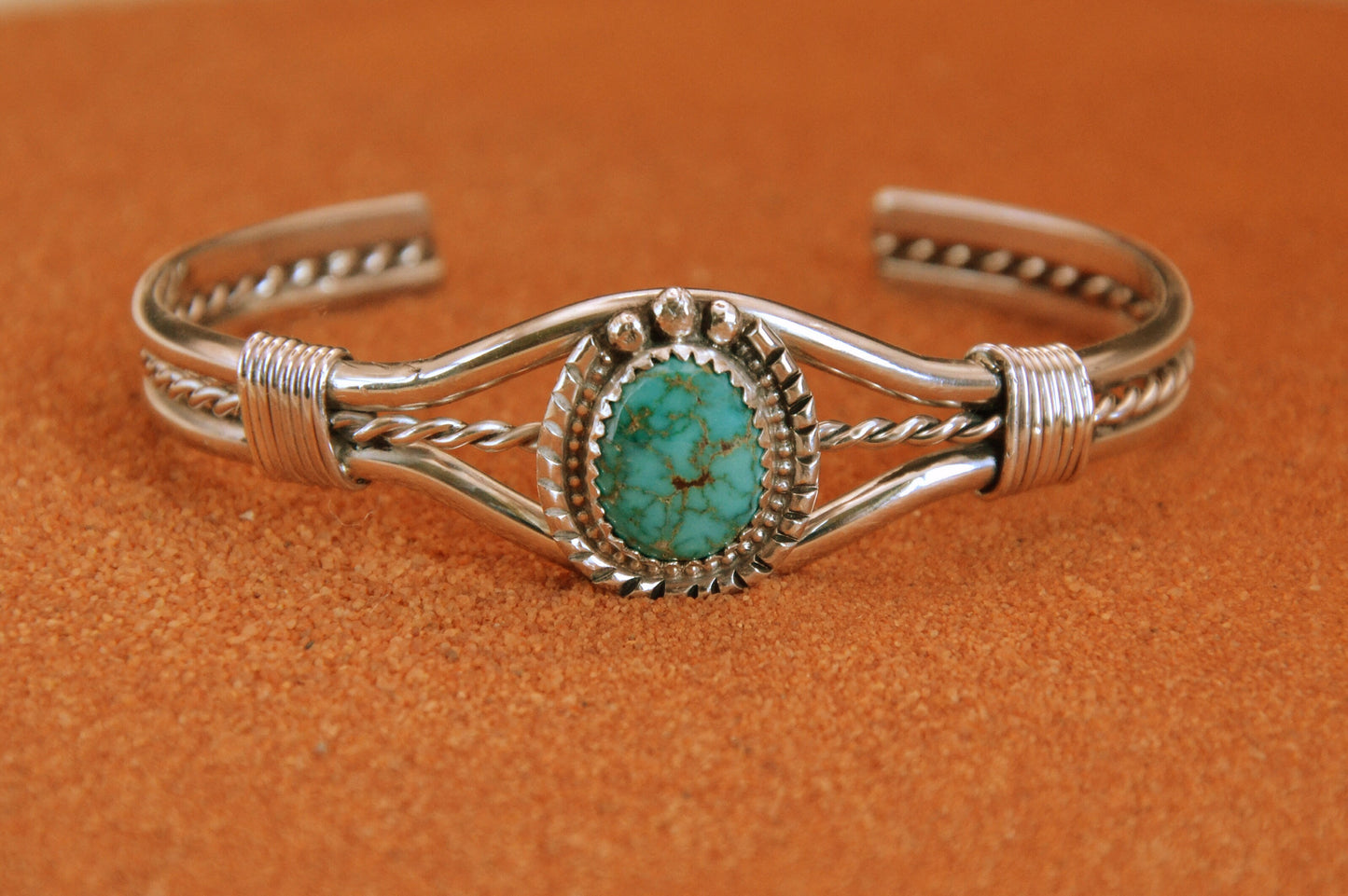 Bracelet femme-turquoise-sonora gold-bijoux amerindiens-style navajo-argent sterling-cadeau-unique