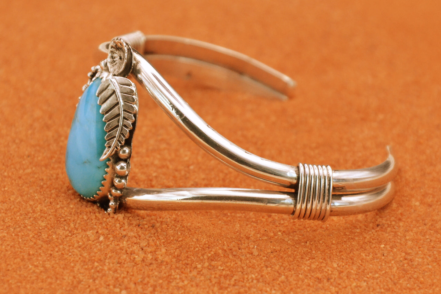 Bracelet turquoise kingman-bijoux amerindiens-style navajo-pour femme-cadeau-unique-western-argent sterling