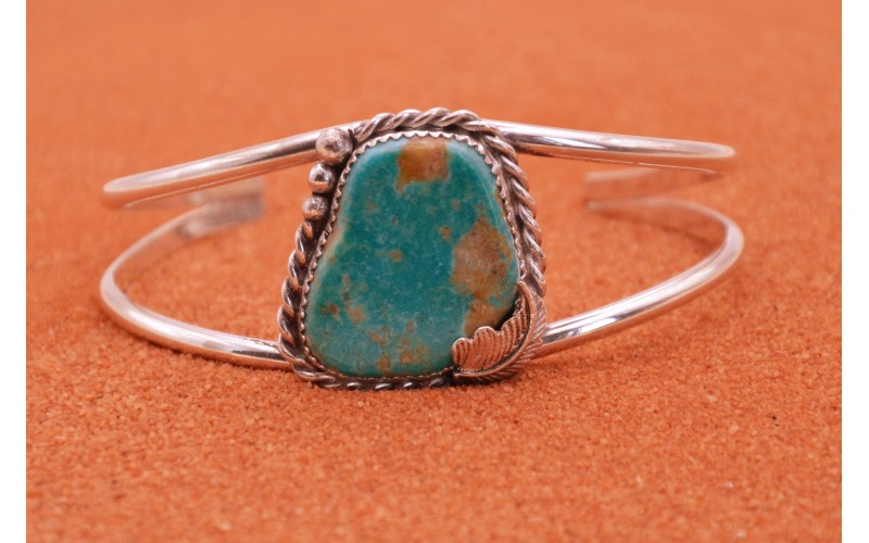 Kingman turquoise bracelet - 925/1000 silver - adjustable - unisex - Native American jewelry - unique piece - bohemian - gift idea - Navajo style