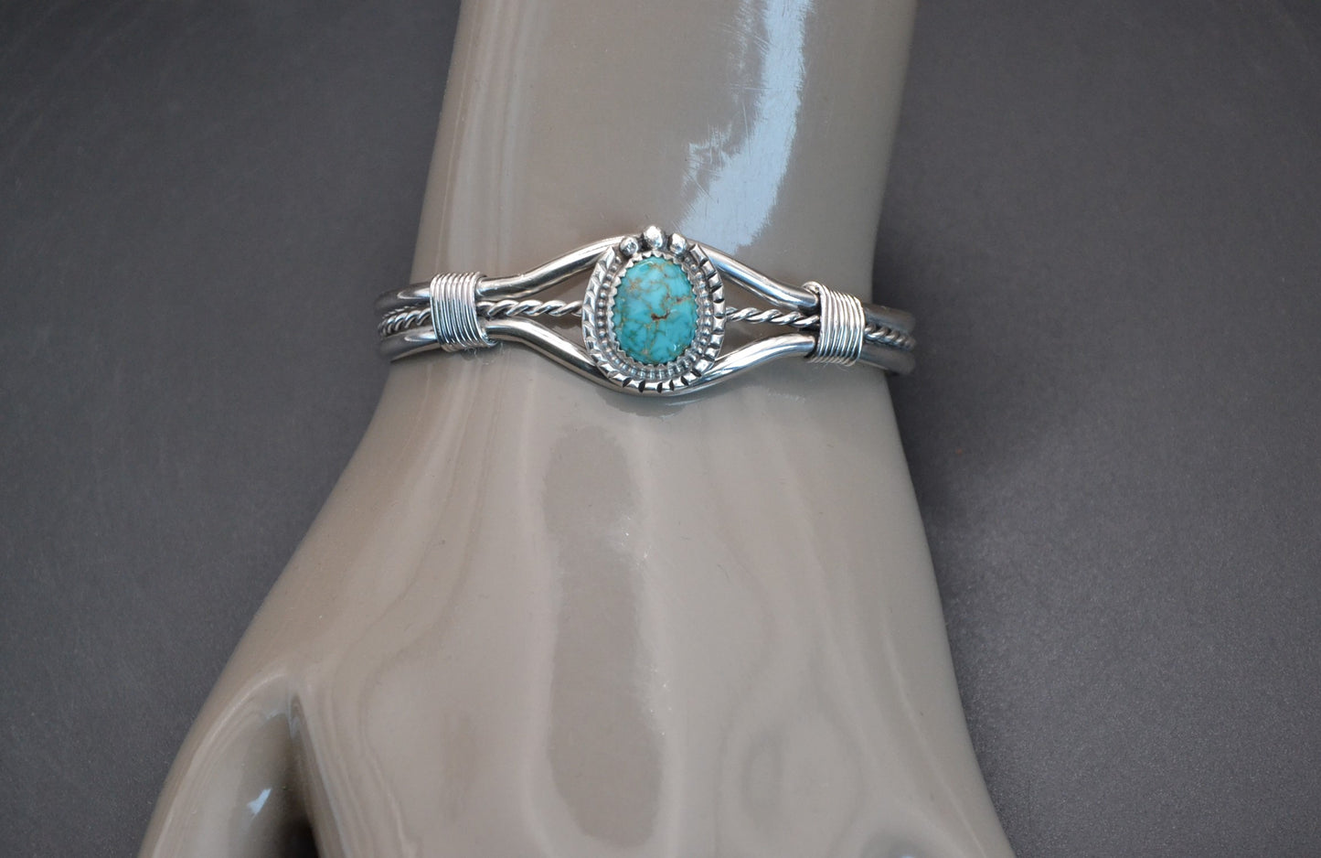 Bracelet femme-turquoise-sonora gold-bijoux amerindiens-style navajo-argent sterling-cadeau-unique