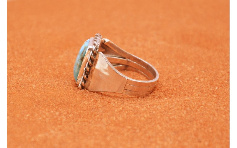 bague homme-chevaliere-argent 925/1000-turquoise-idée cadeau-bijoux amérindiens-artisanat-style navajo