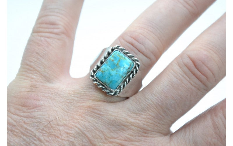 bague homme-chevaliere-argent 925/1000-turquoise-idée cadeau-bijoux amérindiens-artisanat-style navajo