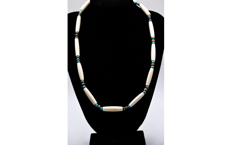 Bone and turquoise necklace - Native American crafts - Navajo style jewelry - gift - women and men
