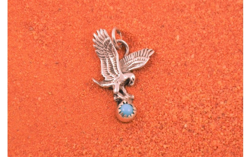 Pendentif aigle-turquoise-argent 925/1000-bijoux amerindiens-homme et femme-style navajo