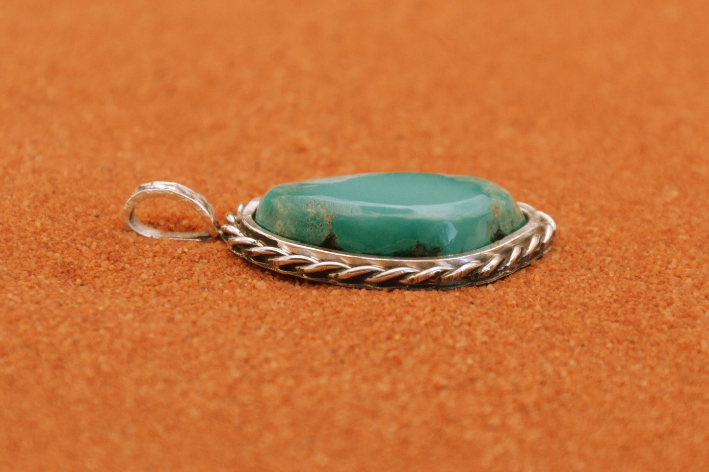 Pendentif turquoise-bijoux amerindiens-argent sterling-style navajo-cadeau-artisanat-unique-emerald valley