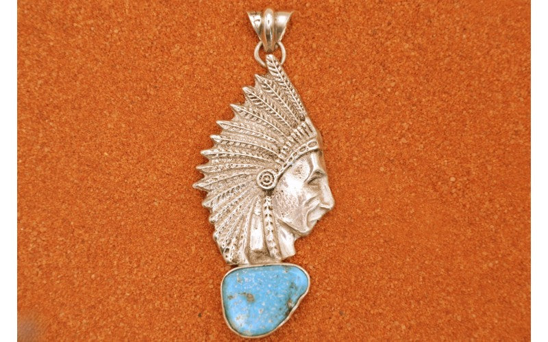 Pendentif turquoise-indien-argent 925-bijoux amerindiens-cadeau-artisanat-piece unique-style navajo
