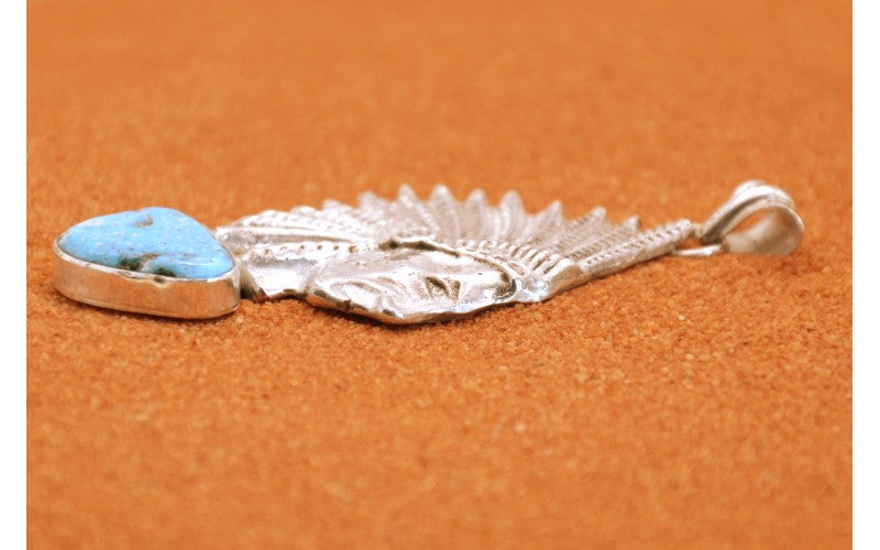 Pendentif turquoise-indien-argent 925-bijoux amerindiens-cadeau-artisanat-piece unique-style navajo