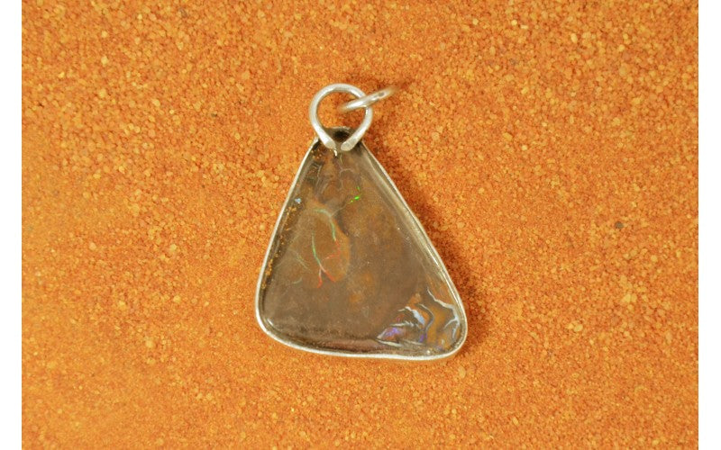 Pendentif opale boulder-argent 925/1000-piece unique-artisanat-bijoux amerindiens-boheme-idee cadeau
