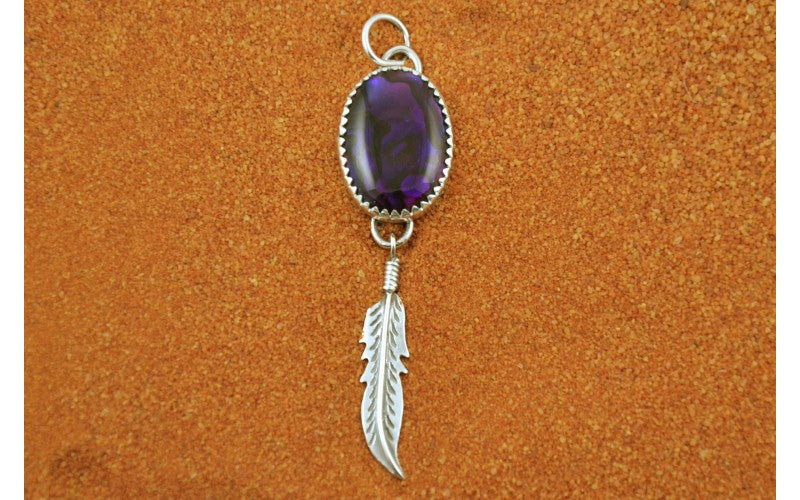 Pendentif abalone pourpre-argent 925/1000-style navajo-pour femme-idee cadeau