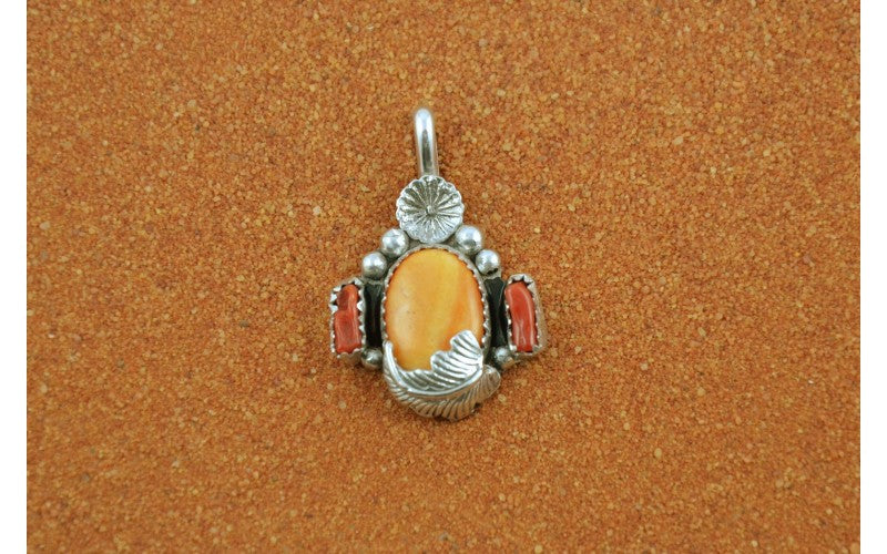 Pendentif spiny oyster-corail-argent 925/1000-style navajo-pour femme-cadeau-bohème