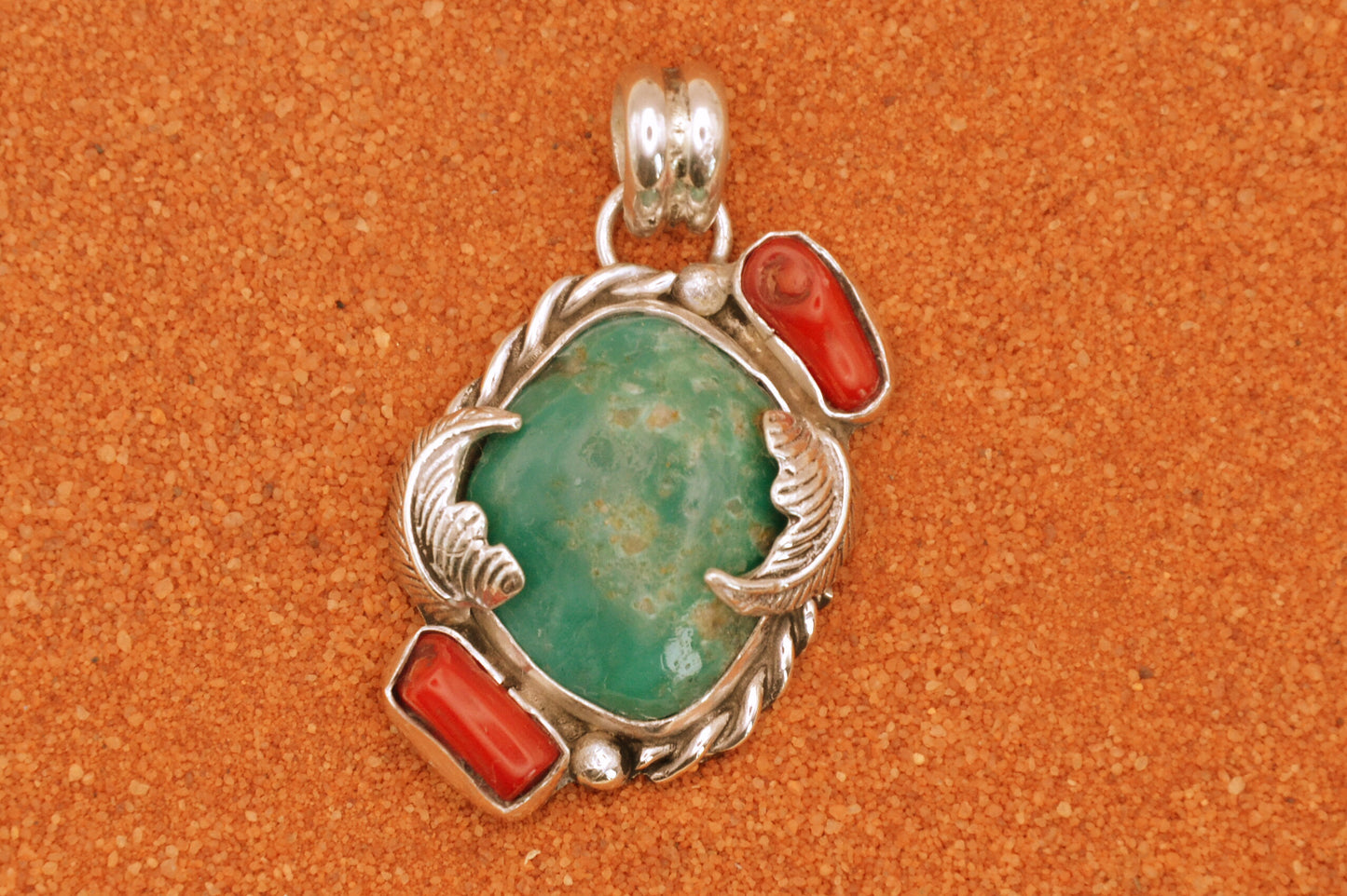 Pendentif turquoise kingman-bijoux amerindiens-style navajo-argent massif-homme et femme-cadeau