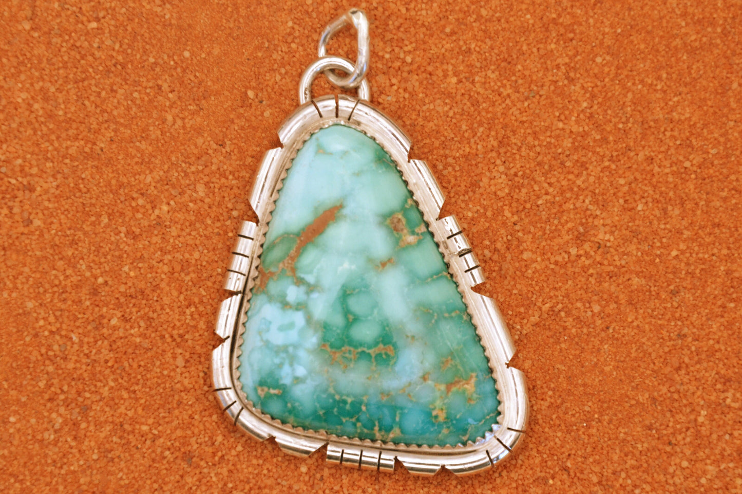 Pendentif amerindien-turquoise-emerald valley-argent sterling-style navajo-cadeau-piece unique-artisanat