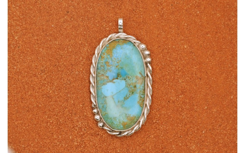 Pendentif mixte-turquoise mojave-argent 925/1000-idée cadeau-style navajo-bohème-artisanat