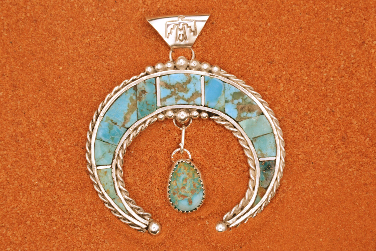 Pendentif naja-turquoise kingman-sonora gold-bijoux amerindiens-navajo-cadeau-piece unique