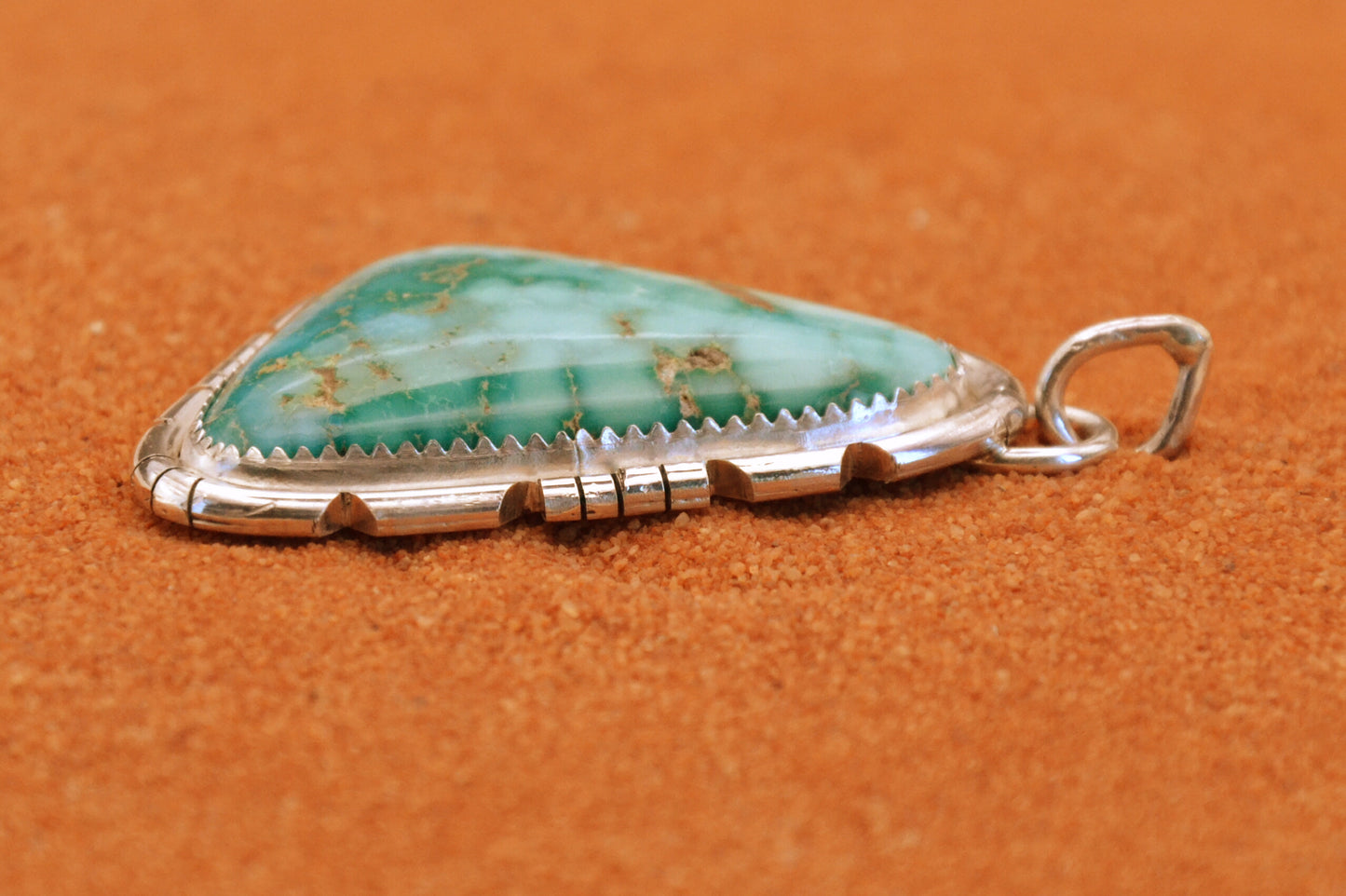 Pendentif amerindien-turquoise-emerald valley-argent sterling-style navajo-cadeau-piece unique-artisanat