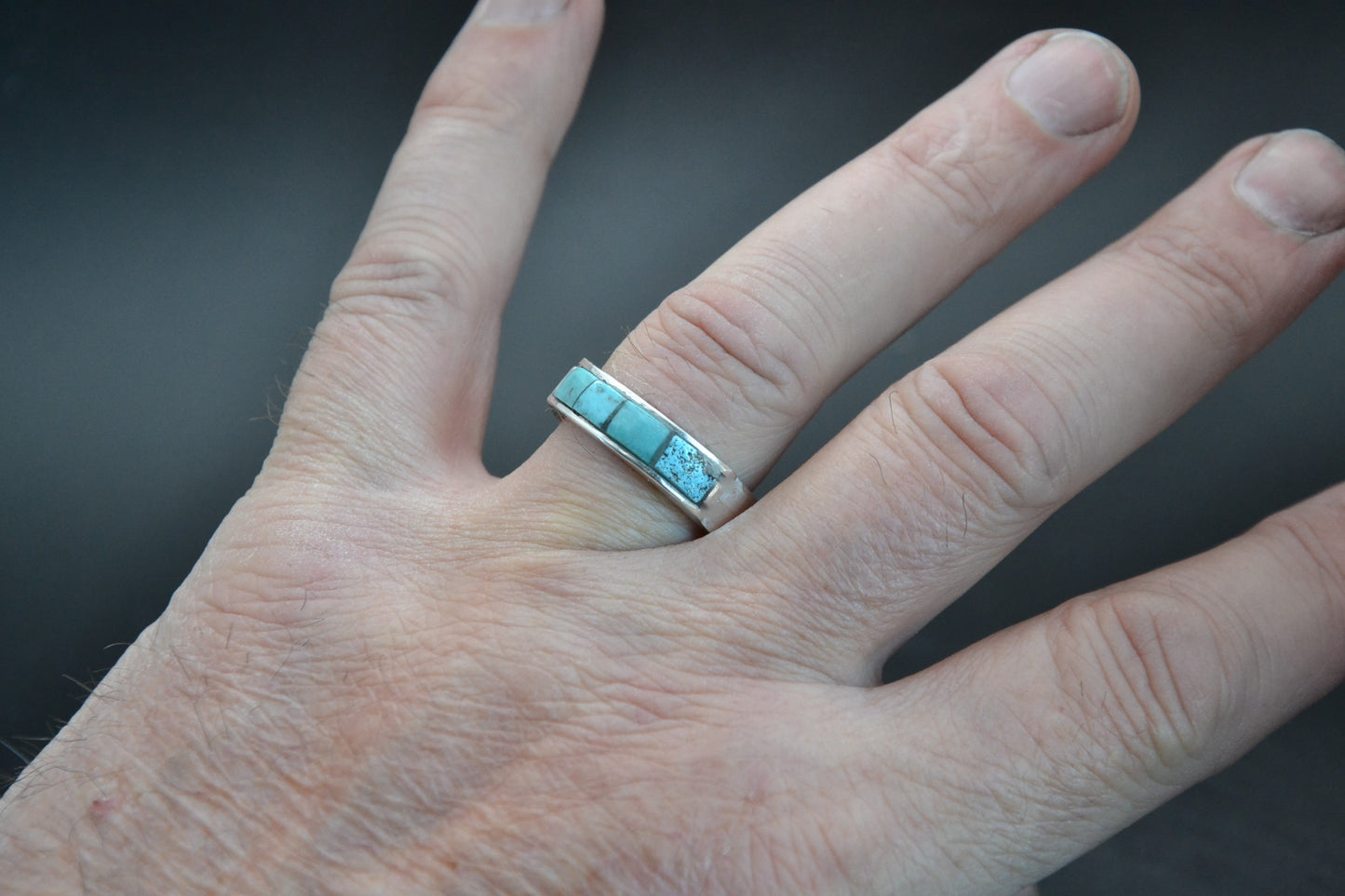 Bague turquoise-bijoux amerindiens-style navajo-argent sterling-cadeau-unique-anneau