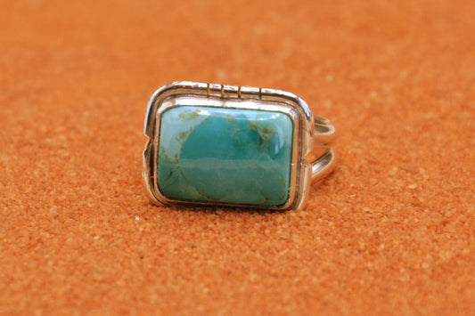 Bague homme-turquoise mojave-style navajo-bijoux amerindiens-argent sterling-cadeau