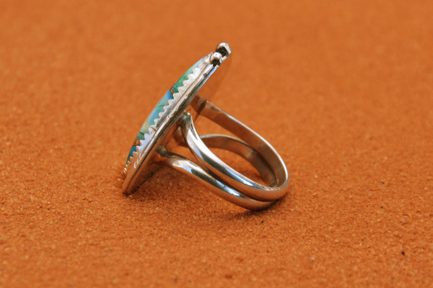 Bague-femme-turquoise-mojave-bijoux-amerindiens-cadeau-argent sterling-artisanat-unique-navajo