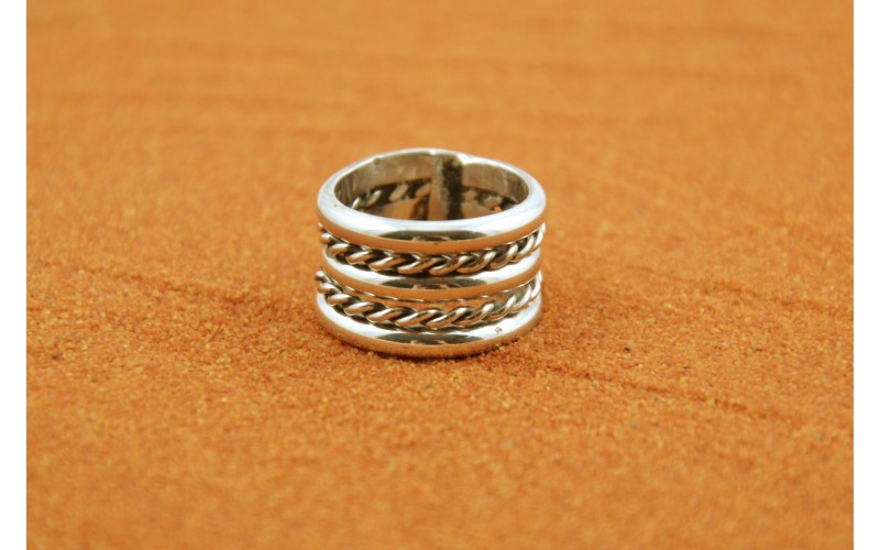 Bague en argent 925/1000, bijou mixte, 5 bandes, fait main, idée cadeau, style navajo, bijoux amerindiens, femme et homme