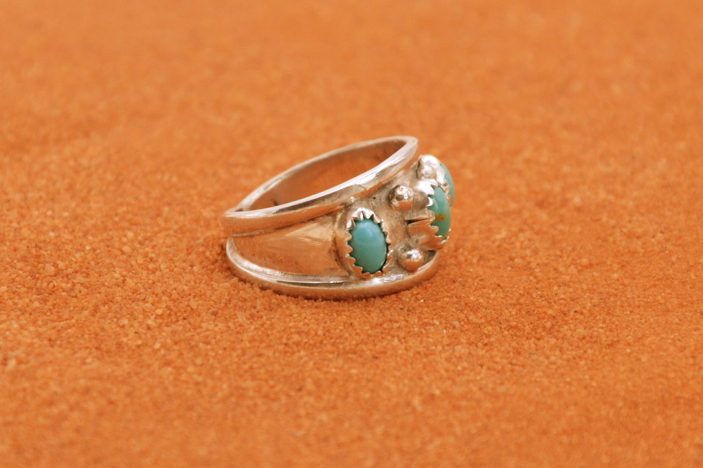 Bague turquoise kingman-argent 925/1000-style navajo-bijoux amerindiens-idee cadeau-mixte-boheme