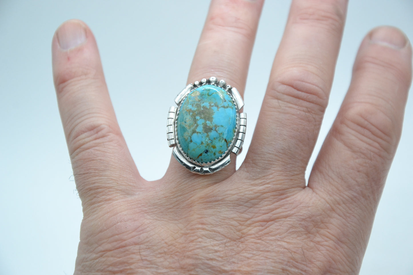 bague cadeau-turquoise mojave-homme et femme-pièce unique-style navajo-garanti-bohème-artisanat