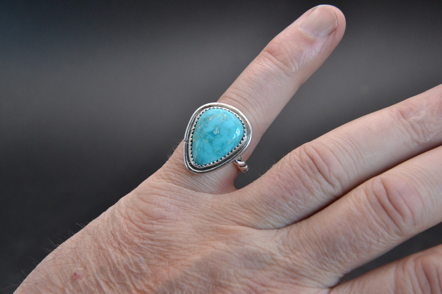 bague turquoise-sierra blue-bijoux amerindiens-femme-style navajo-cadeau-unique-artisanat
