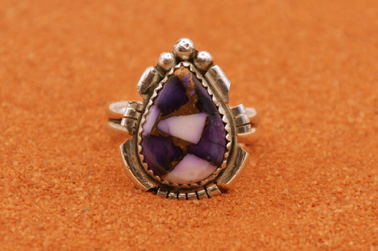 bague femme-dahlia mojave-argent 925/1000-style navajo-amerindien-violet-idée cadeau-artisanat